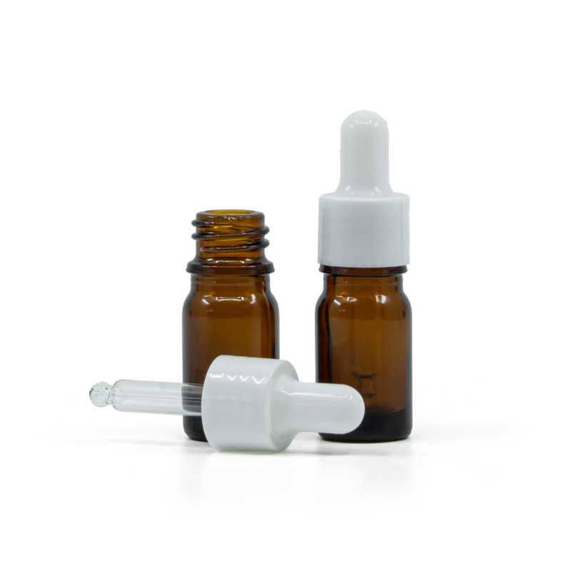 Sklenená fľaška, liekovka, biele lesklé kvapátko, 5 ml