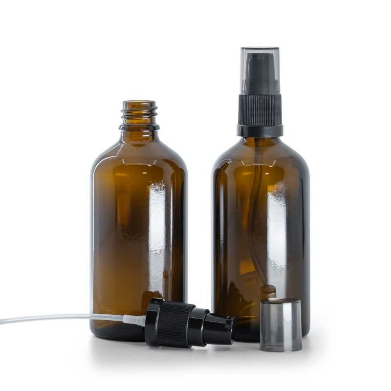 Sklenená fľaška, liekovka, dávkovač krémov s dymovým krytom, 100 ml