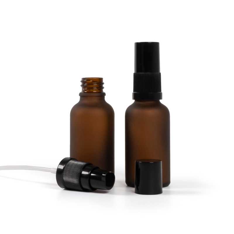 Sklenená fľaška, matná liekovka, dávkovač krémov s čiernym vrchom, 30 ml