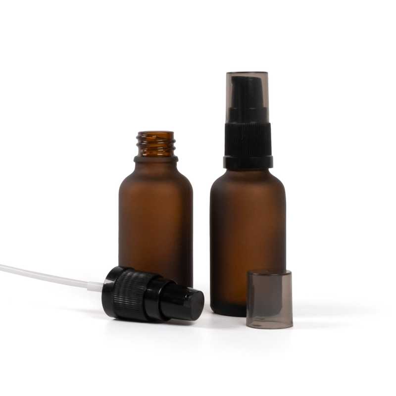 Sklenená fľaška, matná liekovka, dávkovač krémov s dymovým krytom, 30 ml