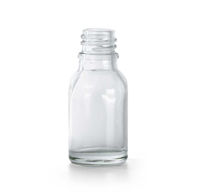 Sklenená fľaška, priehľadná, 15 ml, pláto 156 ks