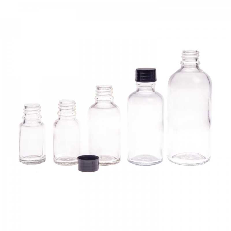 Sklenená fľaška, priehľadná, 18 mm, 30 mlSklenená transparentná fľaška, je vyrobená z hrubého skla. Slúži na uchovávanie tekutín.

Objem: 30 ml
V