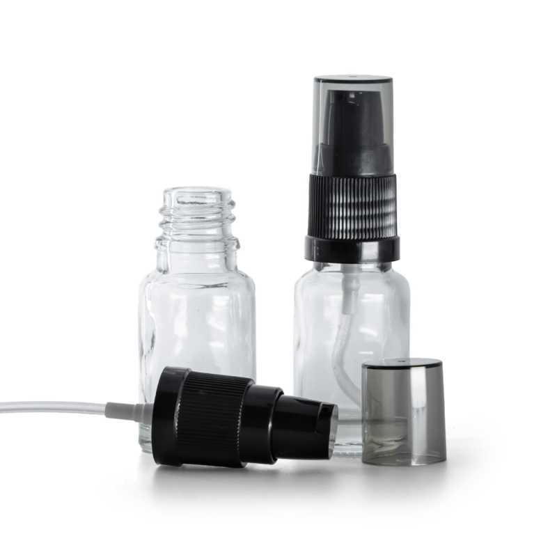 Sklenená fľaška, priehľadná, dávkovač krémov s dymovým krytom, 10 ml