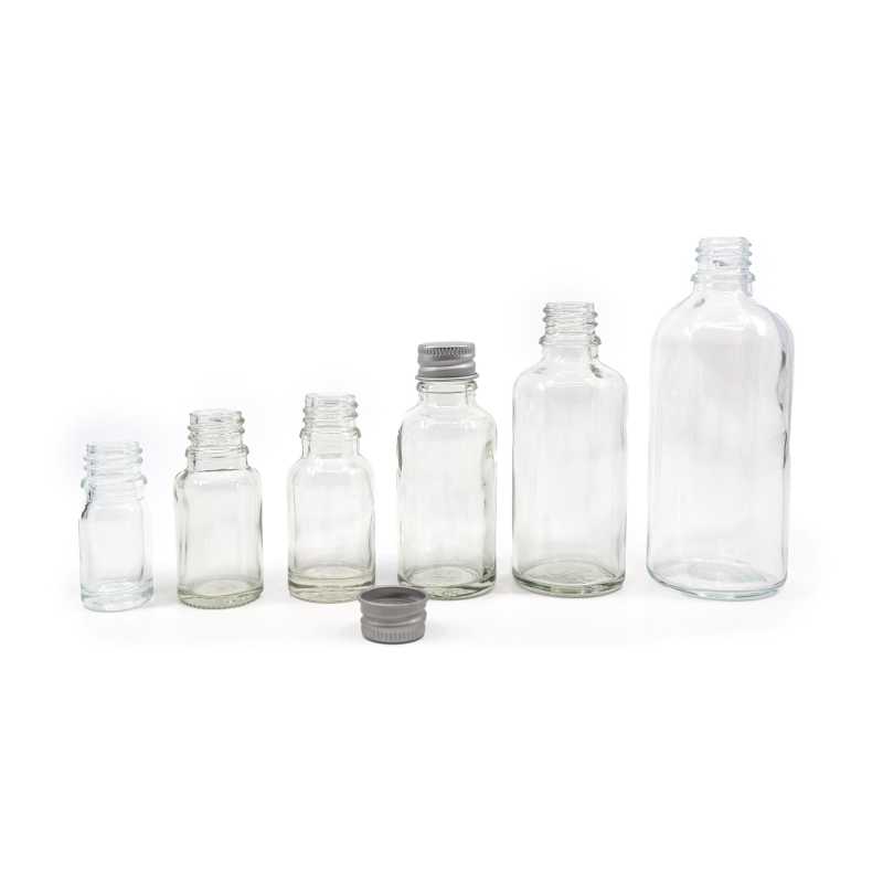 Sklenená fľaška, tzv. liekovka, je vyrobená z hrubého priehľadného skla. Slúži na uchovávanie tekutín.
Objem: 100 ml, celkový objem 108 mlVýška f