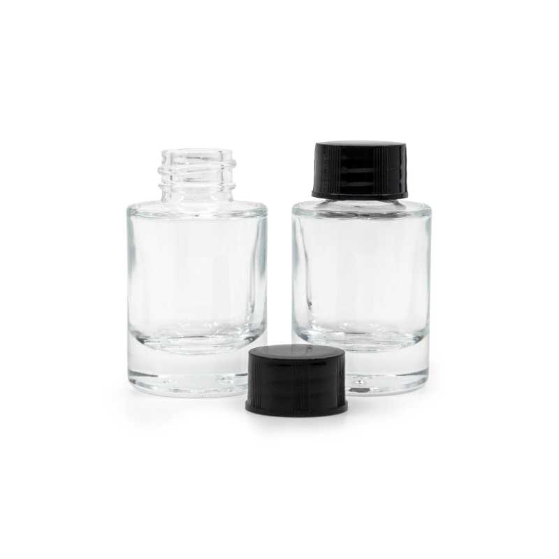 Sklenená fľaška je vyrobená z hrubého priehľadného skla s hrubým dnom. Slúži na uchovávanie tekutín.Objem: 10 ml, celkový objem 15 mlVýška fľaš