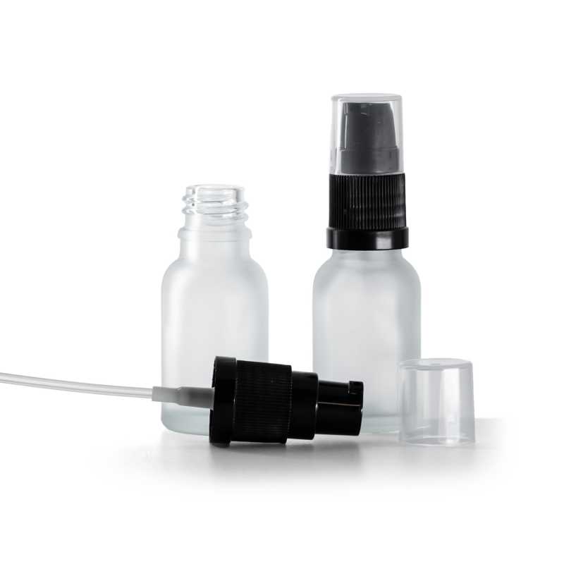 Sklenená fľaška, priehľadná, mliečna, dávkovač krémov, 15ml