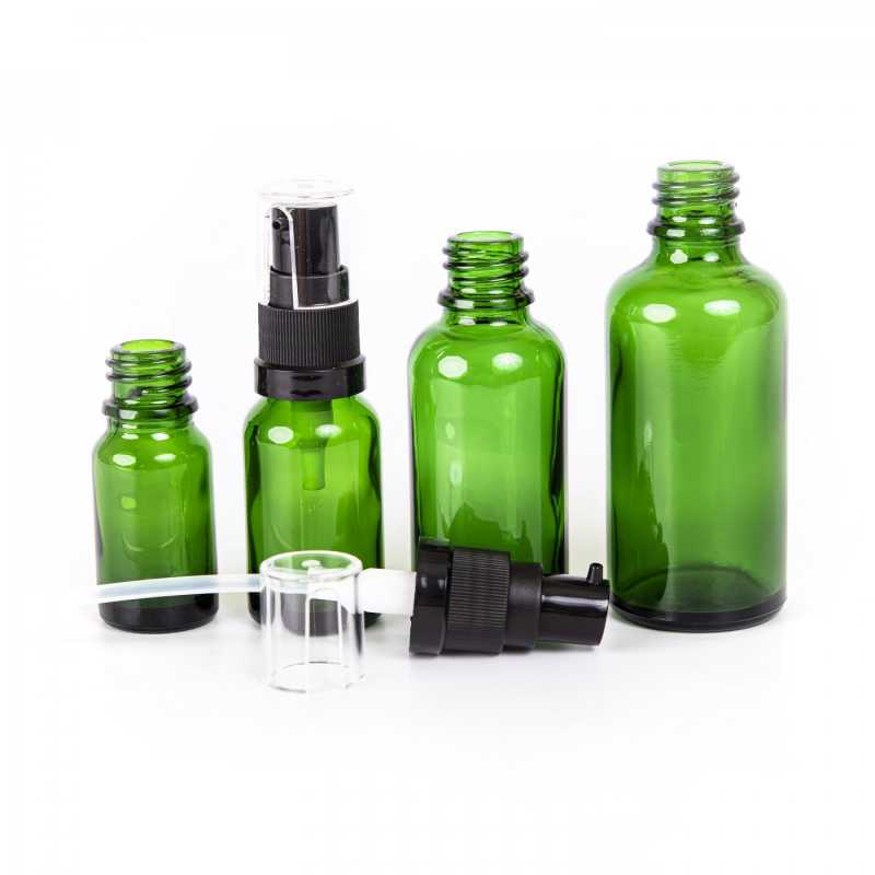 Sklenená fľaška, liekovka, zelená, 18 mm, 30 mlSklenená fľaška, tzv. liekovka, je vyrobená z hrubého skla tmavo zelenej farby. Slúži na uchovávanie 