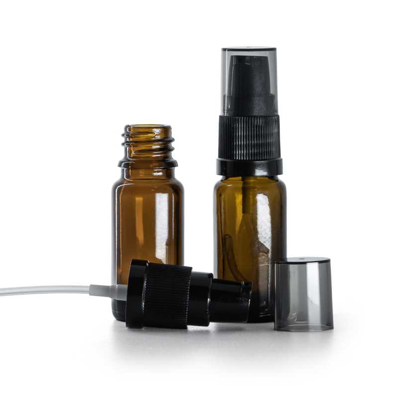 Sklenená liekovka typ B, vysoká, dávkovač krémov s dymovým krytom, 10 ml