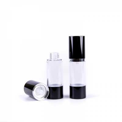 Airless fľaška, priehľadná, čierny vrch 30 ml