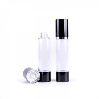 Airless fľaška, priehľadná, čierny vrch 50 ml