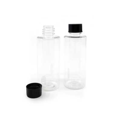 Plastová fľaša 60 ml, priehľadná, čierny vrchnák