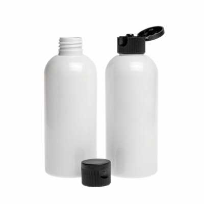 Plastová fľaša biela, 100 ml, čierny flip top