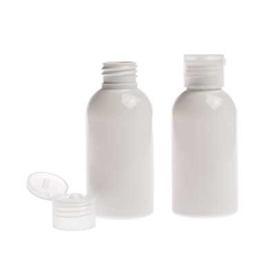 Plastová fľaša biela, 100 ml, priehľadný flip top