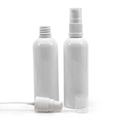 Plastová fľaša biela, biely dávkovač, 100 ml  
