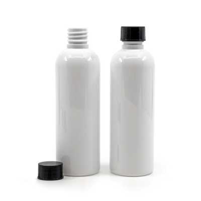 Plastová fľaša biela, čierny vrchnák, 100 ml