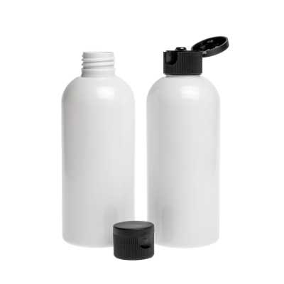 Plastová fľaša, biela, flip top čierny, 200 ml