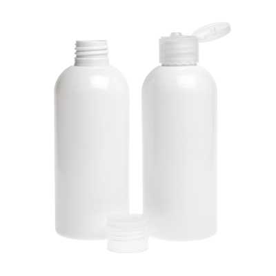 Plastová fľaša, biela, flip top priehľadný, 200 ml