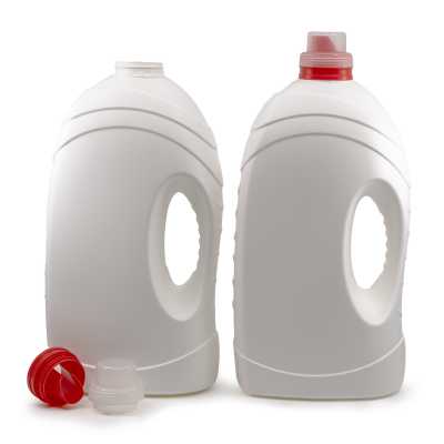 Plastová fľaša na aviváž, biela, 4,9 l, červený vrchnák s nálievkou
