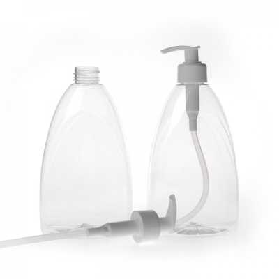 Plastová fľaša na mydlo, priehľadná, 500 ml, dávkovač biely