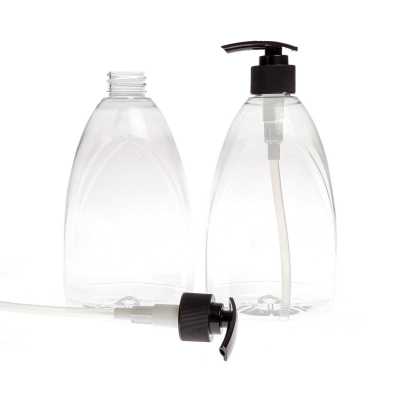 Plastová fľaša na mydlo, priehľadná, 500 ml, dávkovač čierny
