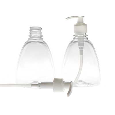 Plastová fľaša na tekuté mydlo, priehľadná, biely dávkovač,  300 ml