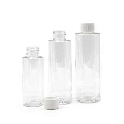 Plastová fľaša, priehľadná, 100 ml, biely vrchnák