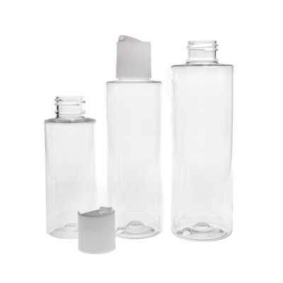 Plastová fľaša, priehľadná, vrchnák disc top biely, 150 ml