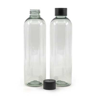 Plastová fľaša, recyklovaná 250ml, čierny vrchnák