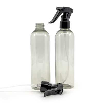 Plastová fľaša, recyklovaná, čierny pákový rozprašovač, 250 ml