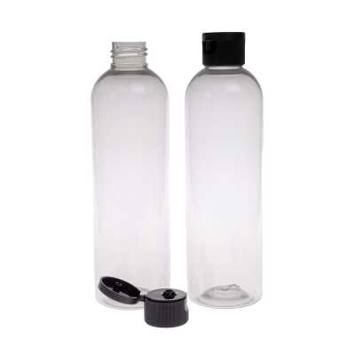 Plastová fľaša, recyklovaná, flip top čierny, 250 ml