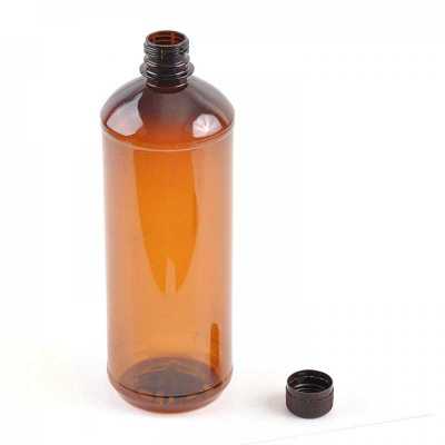 Plastová fľaška, liekovka, čierny vrchnák, 1000 ml