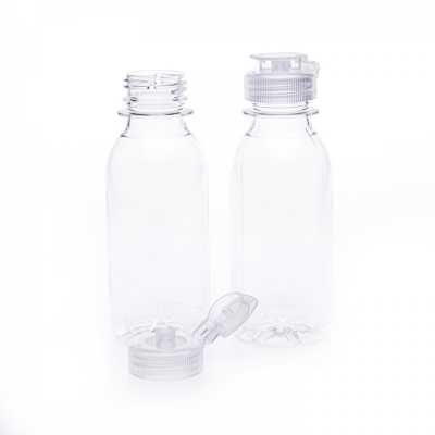 Plastová fľaška, priehľadná 120 ml, flip top prieh