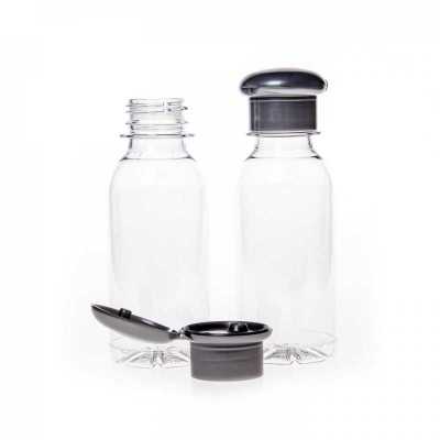 Plastová fľaška, priehľadná 120 ml, flip top