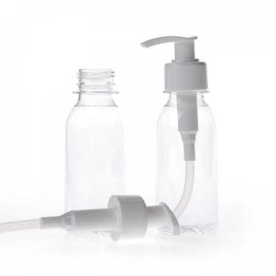 Plastová fľaška, priehľadná 120 ml, pumpička