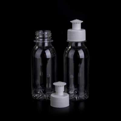 Plastová fľaška, priehľadná 120 ml, push-pull