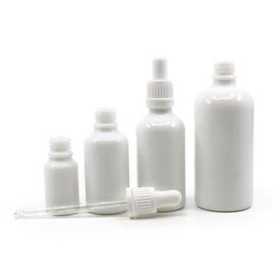 Sklenená fľaška, liekovka, biela, biele kvapátko, 100 ml