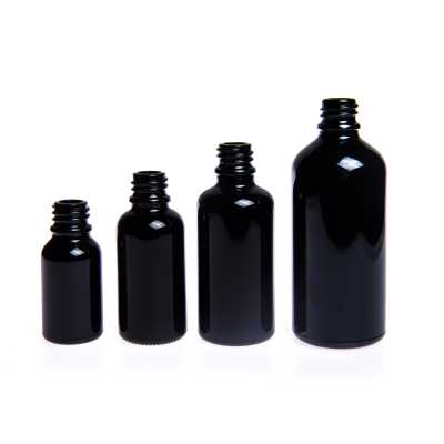 Sklenená fľaška, liekovka čierna lesklá, 10 ml, pláto, 192 ks