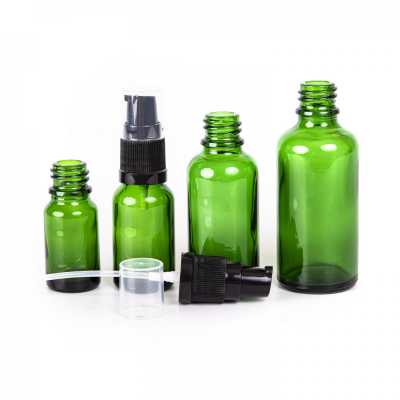Sklenená fľaška, zelená, dávkovač krémov, 50 ml