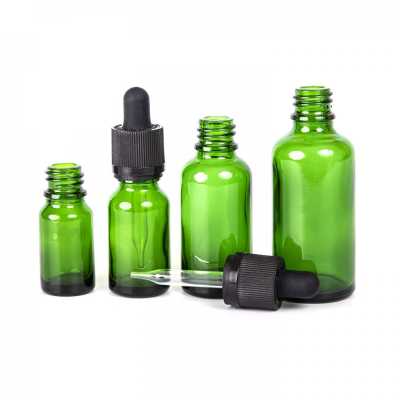 Sklenená fľaška, zelená, pipeta s poistkou, 10 ml